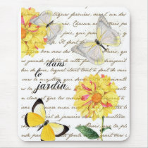 Butterfly Yellow Dahlia Garden Mouse Pad