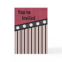 Button Down Red White and Black Pinstripe Invite cards