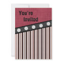 Button Down Red White and Black Pinstripe Invite invitations