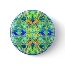 Button: "Green Butterflies with Blue Gemstones"