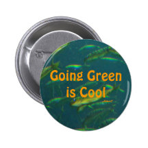Button Green is Cool Golden Fish on Green