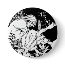 Button: Merlin by Aubrey Beardsley