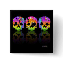 BUTTON - POP ART SKULLS