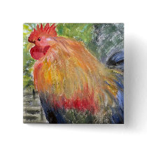 Button - Rooster/Chicken Art