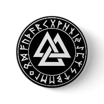 button Tri-Triangle Rune Shield on Blk