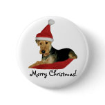 Button Weihnachten "Airedale Terrier"