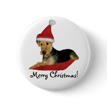 Button Weihnachten "Airedale Terrier"