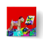 Button:  Wheaten Terrier Artist  (Red Bkgd)