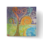 Button with Colourful Fantasy Landscape