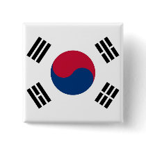 Button with Flag of South Korea
