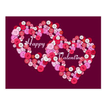 Buttonised hearts post card