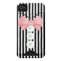 Buttons & Bows in Pink & Black Iphone 4 Id Case
