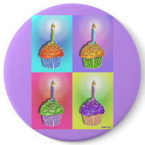 Buttons, Pins - Birthday Cupcakes