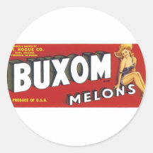 Buxom Melons Round Sticker