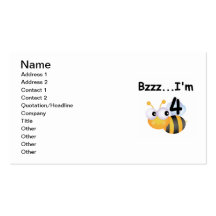 Buzz Bumblebee 4th Birthday T-shirts and Gifts Business Cards