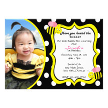 Buzzing Bumble Bee Invitation - Pink / Black
