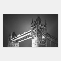 BW Black & White London Tower Bridge Rectangle Sticker