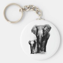 BW Elephant & Baby Elephant Key Chains
