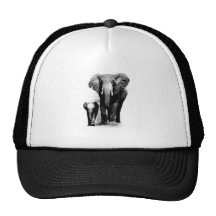 BW Elephant & Baby Elephant Trucker Hat