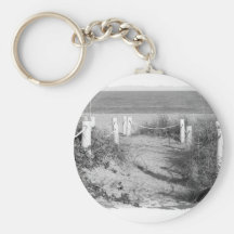 BW Florida beach roped off dune walk photo Key Chain