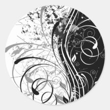 BW grunge Round Stickers