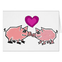 BW- Pink Piggies Thinking of You Card
