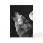 BW Wolf Howling at Moon Card