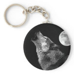 BW Wolf Howling at Moon