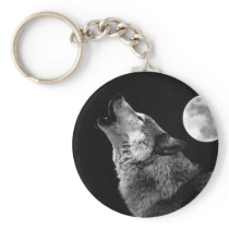 BW Wolf Howling at Moon