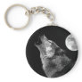 BW Wolf Howling at Moon