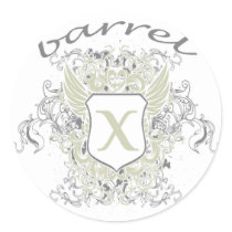 bX barrel X Shield Design-Xtreme Sports Round Sticker