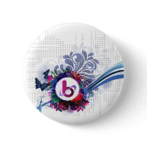 bX Retro Butterfly Design Button