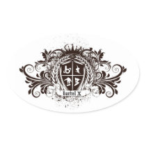 bX Sports Crest Design Oval Stickers