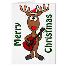BY- Rudolph Reindeer Playing Guitar Cards