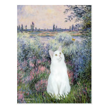 By the Seine - White cat Post Cards