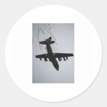 C-130 Dropping Hot Flares Round Stickers