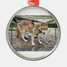 c-2011-grey-wolf-011 christmas tree ornament