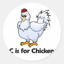 C is for Chicken Round Stickers