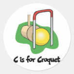 C is for Croquet Round Sticker
