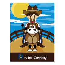 C is for Cute Cowboy Scene Postcards