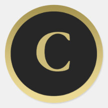 C :: Monogram C Elegant Gold and Black Sticker