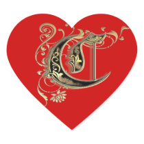 "C" monogram heart sticker