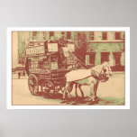 ca 1890 Aquarelle London Horse Bus Print