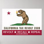 CA Tax Revolt 2009 Flag Poster posters