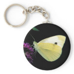 Cabbage White butterfly on Rough blazingstar keychains