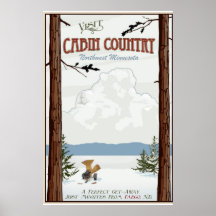 Cabin Country Vintage Travel poster