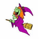 Cackling Witch on Broom photo sculptures