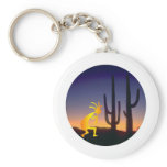 Cactus and Kokopelli Round Keychain