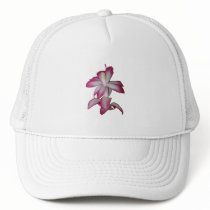 Cactus pink and white flower, succulent bloom trucker hats