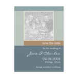 Cadet Blue & Tan Photo Save the Date postcards
